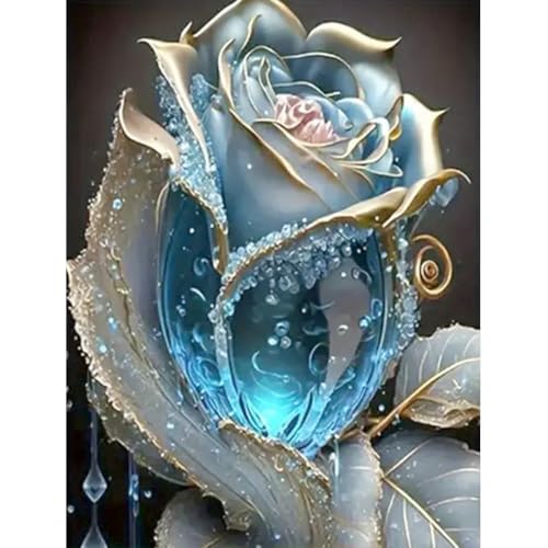 BOHADIY Rose Diamond Painting Kits for AdultsFlower Diamond Art Kits for AdultsRound 5D Floral Gem Art Kits for Adult DIY Crafts Kits Gift Home Wall Decor Gifts16x12inch - Image 1