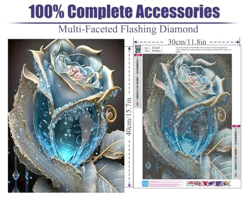 BOHADIY Rose Diamond Painting Kits for AdultsFlower Diamond Art Kits for AdultsRound 5D Floral Gem Art Kits for Adult DIY Crafts Kits Gift Home Wall Decor Gifts16x12inch - Image 3