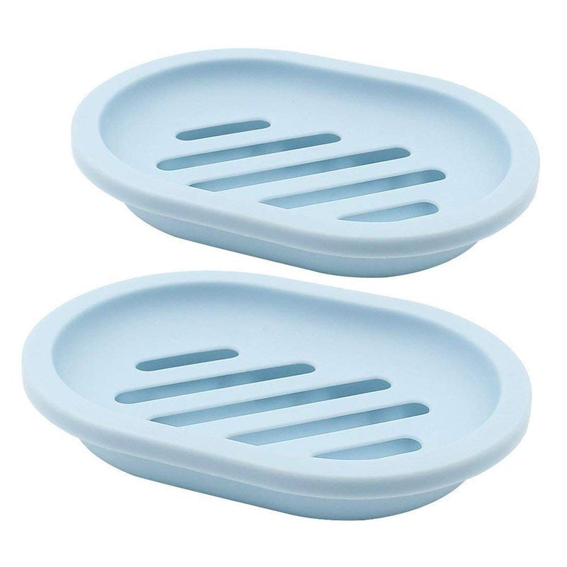 Topsky 2Pack Soap Dish with Drain Soap Holder Saver Easy Cleaning Dry Stop Mushy Soap Blue - Image 2