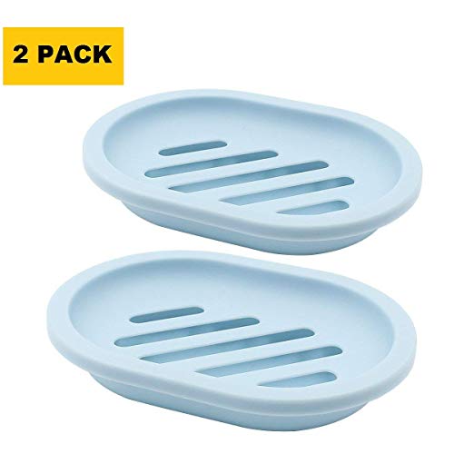 Topsky 2Pack Soap Dish with Drain Soap Holder Saver Easy Cleaning Dry Stop Mushy Soap Blue - Image 3