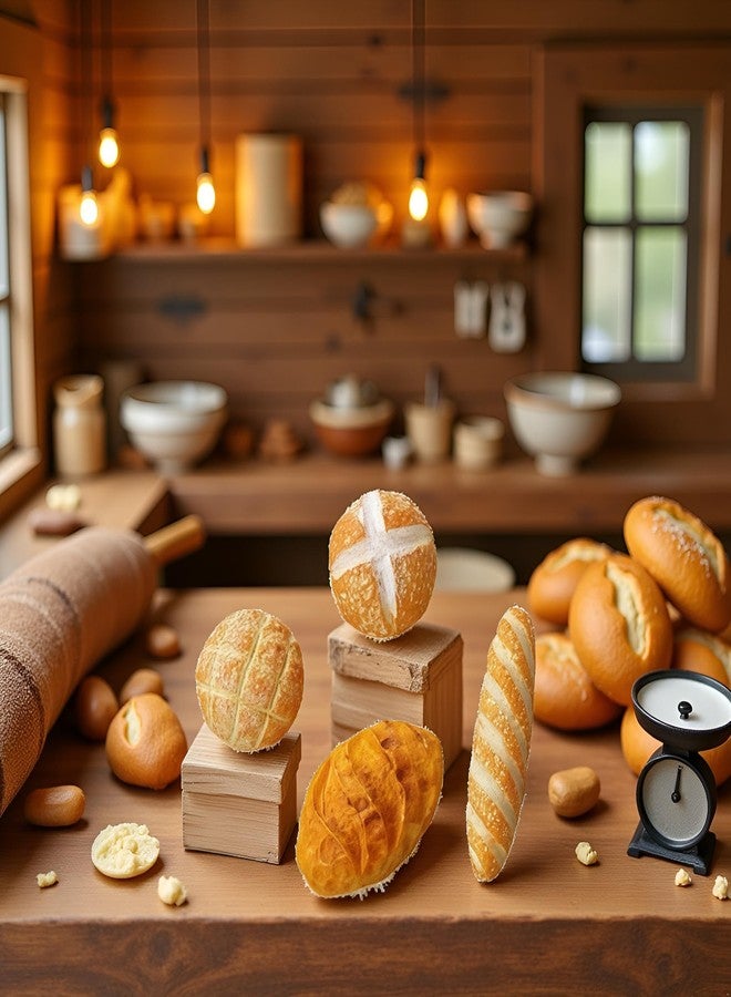 DPWOUM 4Pcs 1/12 Miniature Bread Dollhouse Decoration Accessories,4 Different Types of Bread for Miniature Food Dollhouse,Resin Mix Bakery Bread Mini House Food Decoration Accessories - Image 2