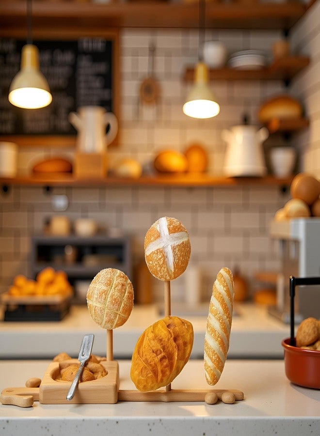 DPWOUM 4Pcs 1/12 Miniature Bread Dollhouse Decoration Accessories,4 Different Types of Bread for Miniature Food Dollhouse,Resin Mix Bakery Bread Mini House Food Decoration Accessories - Image 4