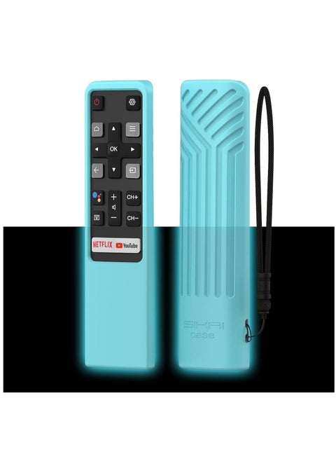 TCL Remote Cover, Compatible with TCL Smart TV RC802V FNR1 S330, S434, 43P30FS Remote Shockproof Protective Skin for TCL TV Remote Cover Anti-Lost with Lanyard, Glow Blue