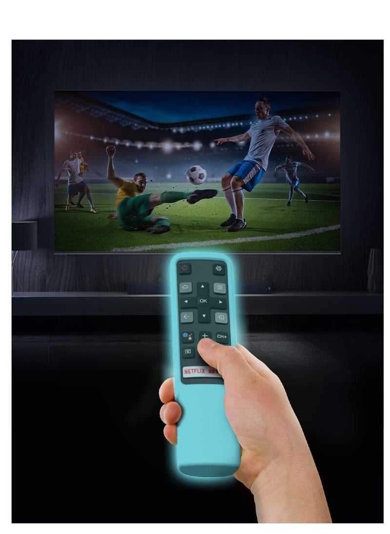SYOSI - TCL Remote Cover, Compatible with TCL Smart TV RC802V FNR1 S330, S434, 43P30FS Remote Shockproof Protective Skin for TCL TV Remote Cover Anti-Lost with Lanyard, Glow Blue - Image 1