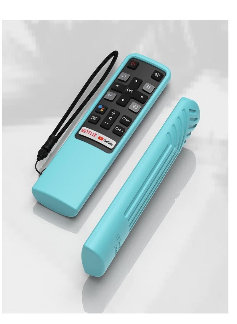 SYOSI - TCL Remote Cover, Compatible with TCL Smart TV RC802V FNR1 S330, S434, 43P30FS Remote Shockproof Protective Skin for TCL TV Remote Cover Anti-Lost with Lanyard, Glow Blue - Image 1