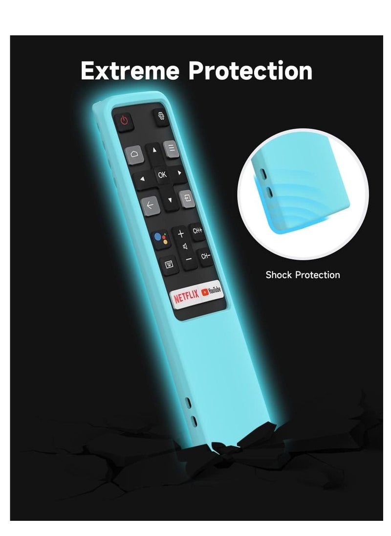 SYOSI - TCL Remote Cover, Compatible with TCL Smart TV RC802V FNR1 S330, S434, 43P30FS Remote Shockproof Protective Skin for TCL TV Remote Cover Anti-Lost with Lanyard, Glow Blue - Image 1