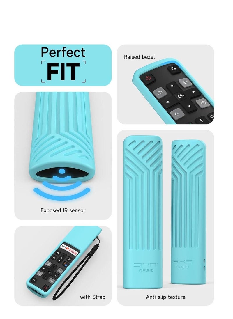SYOSI - TCL Remote Cover, Compatible with TCL Smart TV RC802V FNR1 S330, S434, 43P30FS Remote Shockproof Protective Skin for TCL TV Remote Cover Anti-Lost with Lanyard, Glow Blue - Image 1