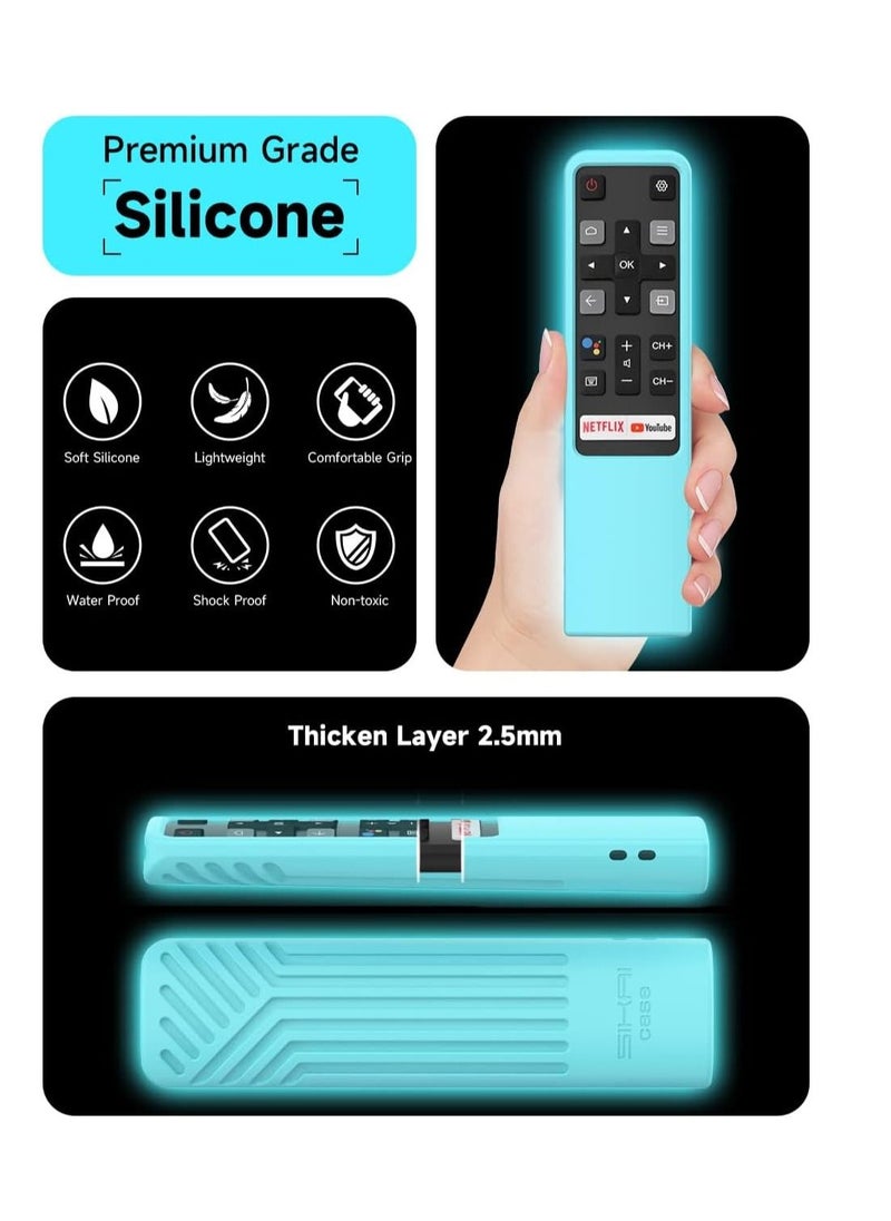 SYOSI - TCL Remote Cover, Compatible with TCL Smart TV RC802V FNR1 S330, S434, 43P30FS Remote Shockproof Protective Skin for TCL TV Remote Cover Anti-Lost with Lanyard, Glow Blue - Image 1
