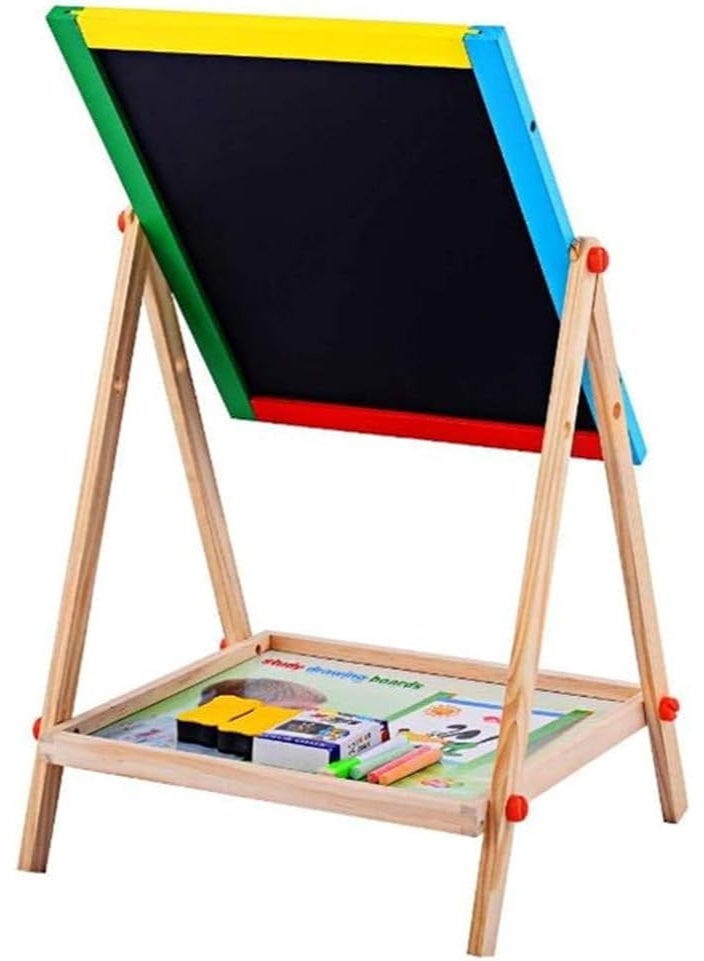 Orchid Wooden Art Easel for Kids with Whiteboard 50x40cm, Adjustable Double-Sided Drawing Board with Chalkboard & Storage Tray, Educational Painting Easel for Children & Toddlers (Medium) - Image 3