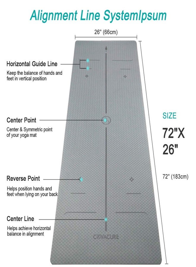 Covacure Extra Large Yoga Mat 72" x 26" - Non Slip Exercise Mat 8mm Thick Eco Friendly with Carrying Strap for Yoga, Pilates, Home Workouts & Floor Fitness - Image 4