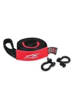 AUTOSMART Superior-Grade Material Tow Strap with 2 Shackle Red and Black  - Image 1