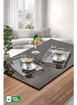 Nandy Home صينية تقديم مستطيلة كريستالية من قطعتين  - Image 1