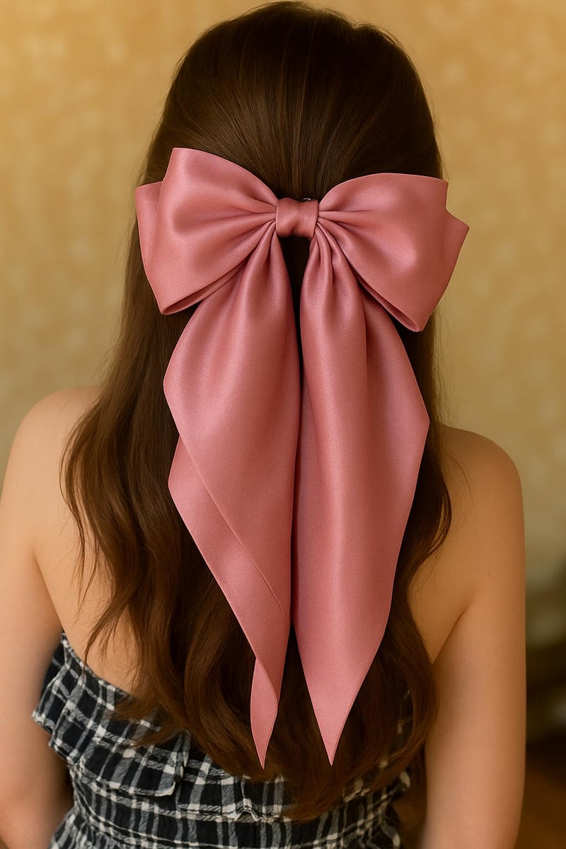 Chictresses® Pink Bow - Bow Clips for Women - Hair Clips for Women, Hair Accessories, Clip - Luxury Satin Hair Bow Clips Girls, Cute Accessories for Girls - Image 3