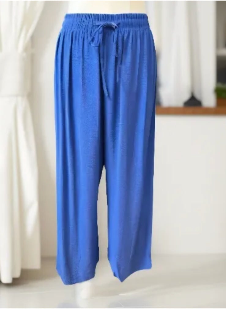 Fashion Free size Printed Casual Wide Leg Pants and Long sleeve Blouse  Set for women  - Image 2