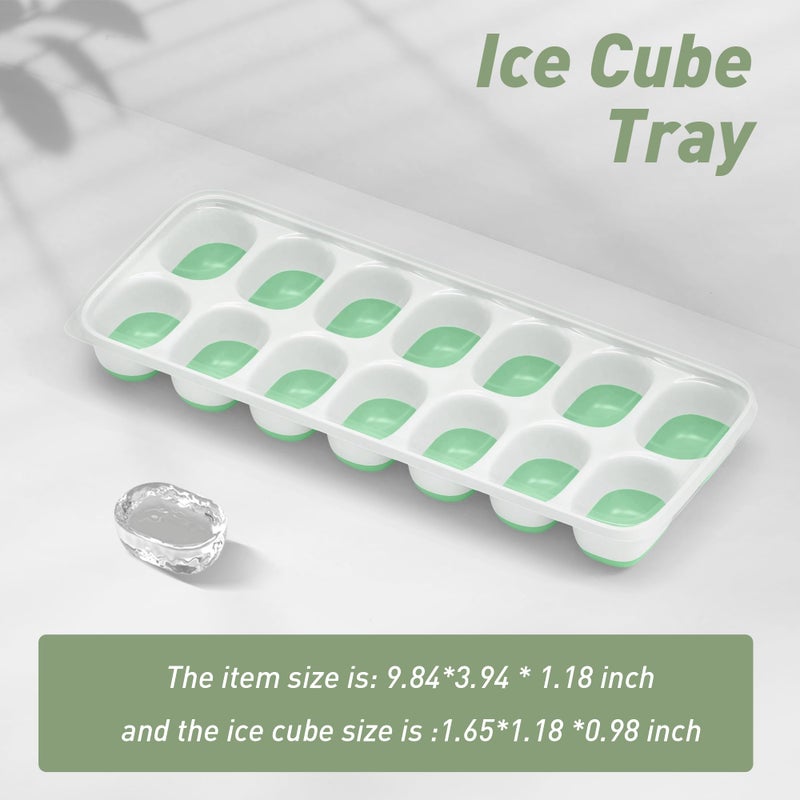 ChefAide Ice Cube Tray with Lid, 2 Packs 28 Cubes Durable Stackable Ice Cube Trays for Freezer with Removable Lids, Easy-Release Plastic & Silicone Ice Tray for Cocktail, Coffee - Image 3