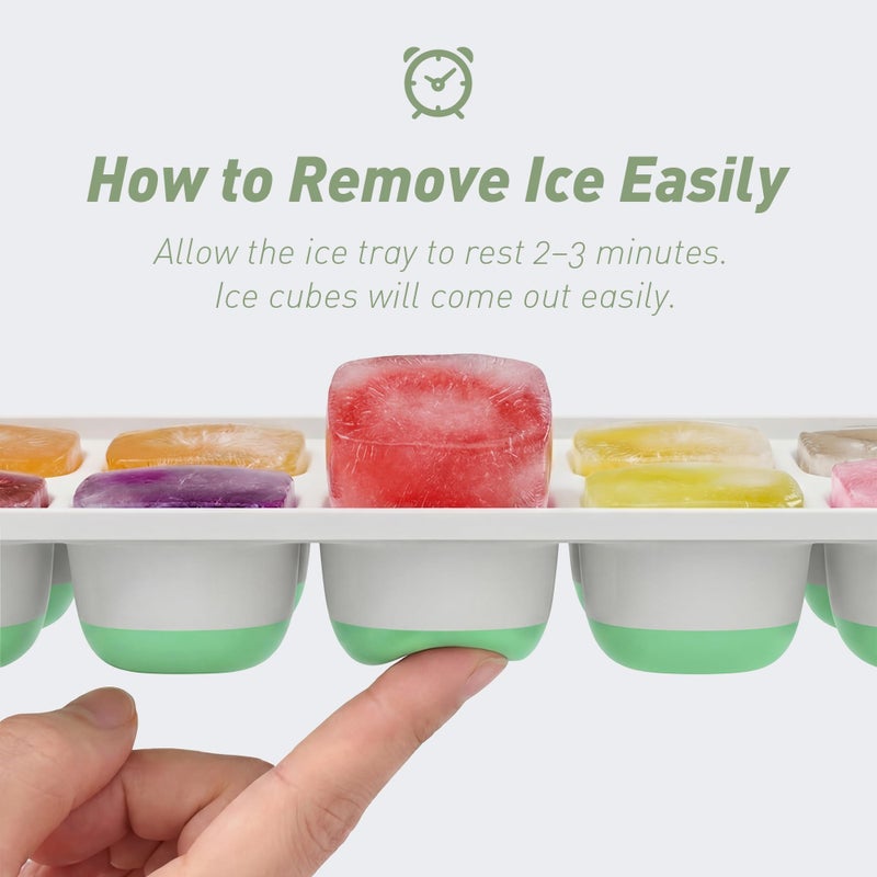 ChefAide Ice Cube Tray with Lid, 2 Packs 28 Cubes Durable Stackable Ice Cube Trays for Freezer with Removable Lids, Easy-Release Plastic & Silicone Ice Tray for Cocktail, Coffee - Image 2