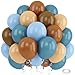Paeyeq Blue Brown Balloons Dusty Blue Brown Cream Balloons for Bear Birthday Decorations 12INCH Tan Beige Nude Helium Latex Balloon for Arch Baby Shower Boy Kids Party Supplies Wedding Decor - Image 2