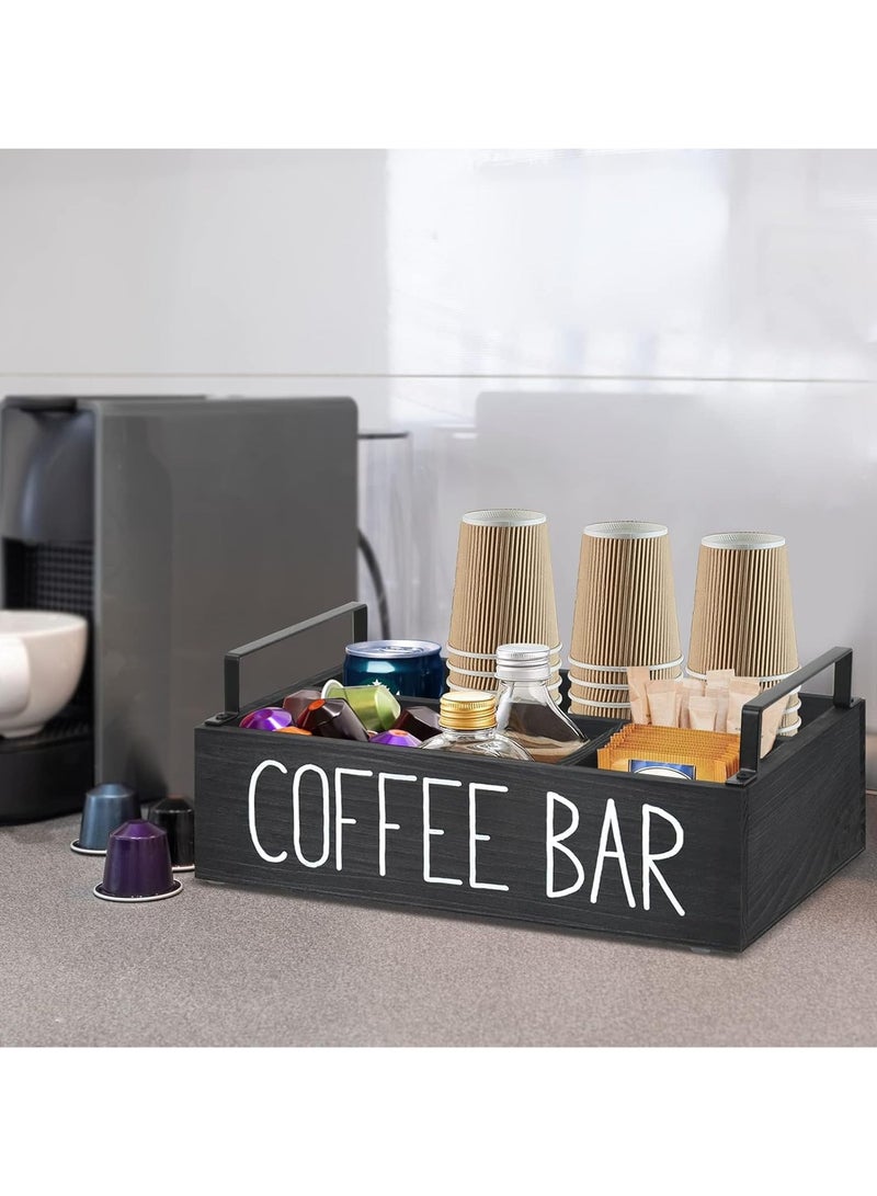 Arabest Coffee Station Organizer, Wooden Coffee Bar Accessories, Farmhouse Coffee Pod Holder Storage Basket, Countertop Coffee Organizer Station for K Cup Holder - Image 3