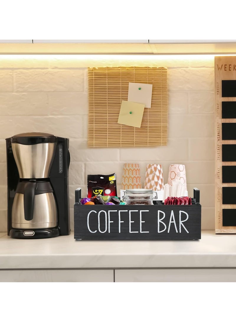 Arabest Coffee Station Organizer, Wooden Coffee Bar Accessories, Farmhouse Coffee Pod Holder Storage Basket, Countertop Coffee Organizer Station for K Cup Holder - Image 2