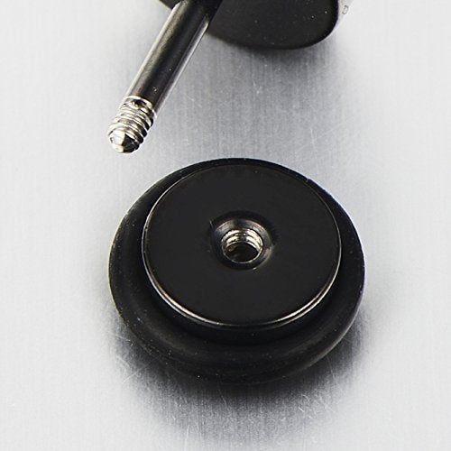 COOLSTEELANDBEYOND Stainless Steel Mens Black Triangle Stud Earrings with Pattern, Screw Back 2pcs - Image 4