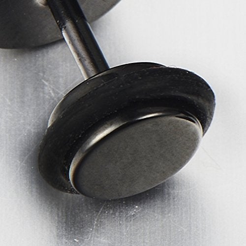 COOLSTEELANDBEYOND Stainless Steel Mens Black Triangle Stud Earrings with Pattern, Screw Back 2pcs - Image 3