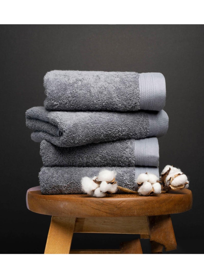جويز طقم مناشف مكون من 6 قطع، مناشف يد رمادية فائقة النعومة بنمط تيري مخطط منسوج بنمط قطن فائق الامتصاص 100٪ منشفة قطنية للحمام （34*70 سم） - Image 5