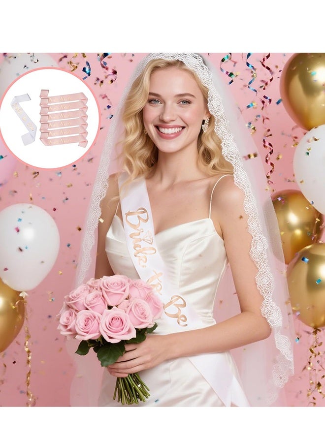 KANGLI 7 Pieces Team Bride Sash Set - 1 White Bride Sash and 6 Rose Gold Team Bride Sash, Bachelorette Party Supplies, Bachelorette Sash, Bridesmaid Sash for Wedding, Engagement, Bridal Shower - Image 2