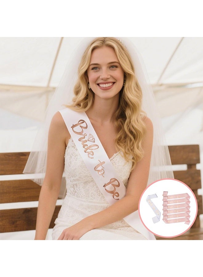 KANGLI 7 Pieces Team Bride Sash Set - 1 White Bride Sash and 6 Rose Gold Team Bride Sash, Bachelorette Party Supplies, Bachelorette Sash, Bridesmaid Sash for Wedding, Engagement, Bridal Shower - Image 3