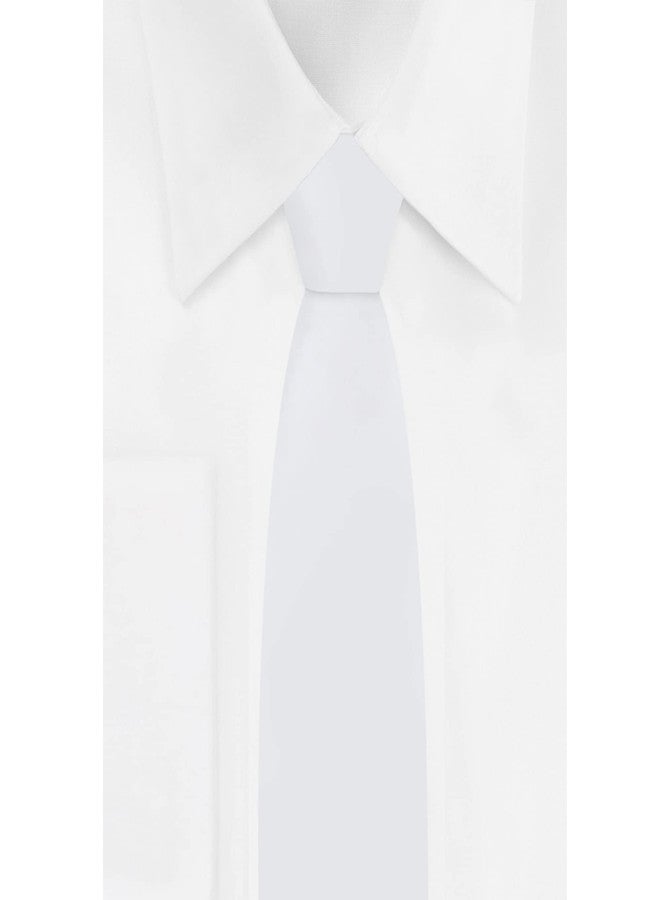 Jacob Alexander Young Boys' Solid Color 11 inch Pre-Tied Clip-On Neck Tie - White - Image 4