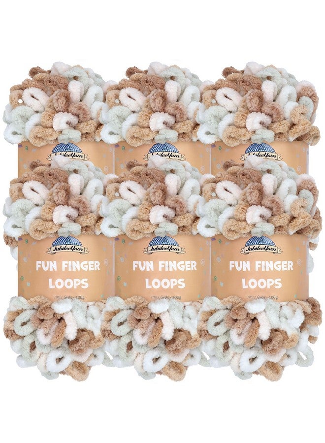 بامبو إم إن Jubileeyarn Fun Finger Loops غزل بوليستر جامبو 100 جرام/خصلة خصلة هيستيا 6 سلات خصلة - Image 1