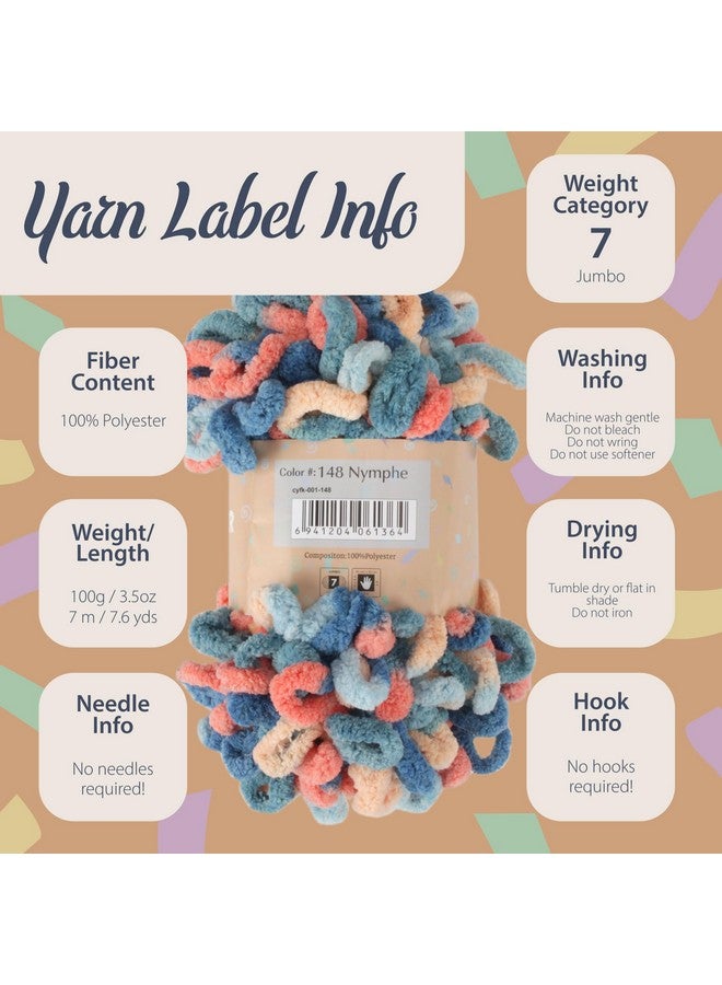 بامبو إم إن Jubileeyarn Fun Finger Loops غزل بوليستر جامبو 100 جرام/خصلة خصلة هيستيا 6 سلات خصلة - Image 4