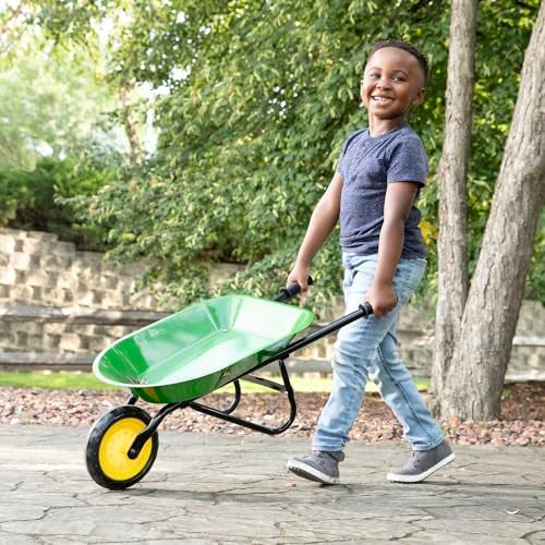 John Deere TOMY John Deere Kids Wheelbarrow - 34 Inch - Kids Gardening Tools - John Deere Toys - Ages 2 Years and Up - Image 4