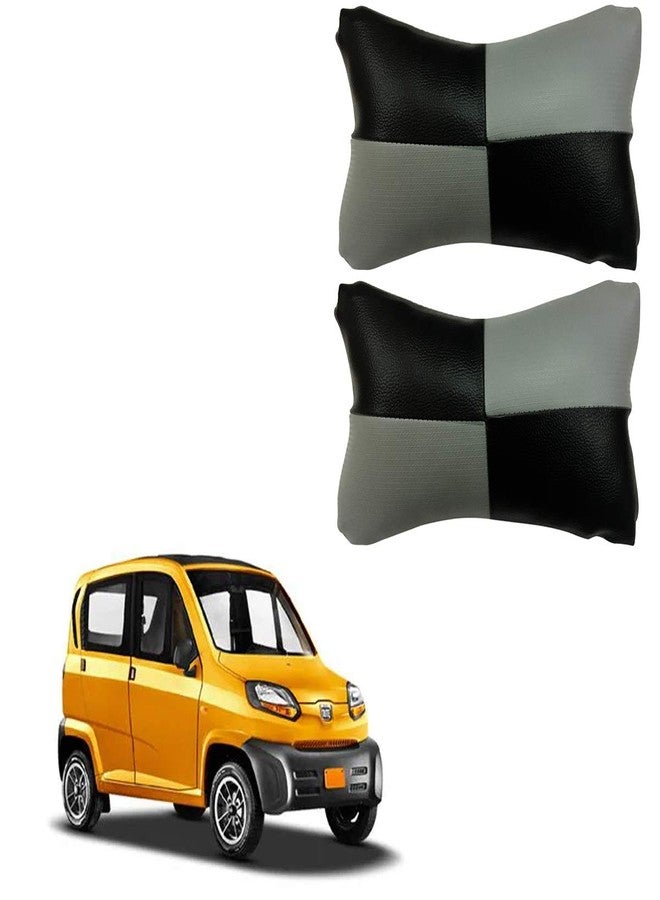 Adroitz Grey Car Cushion in Check Design Material Leatherette_228 - Image 1