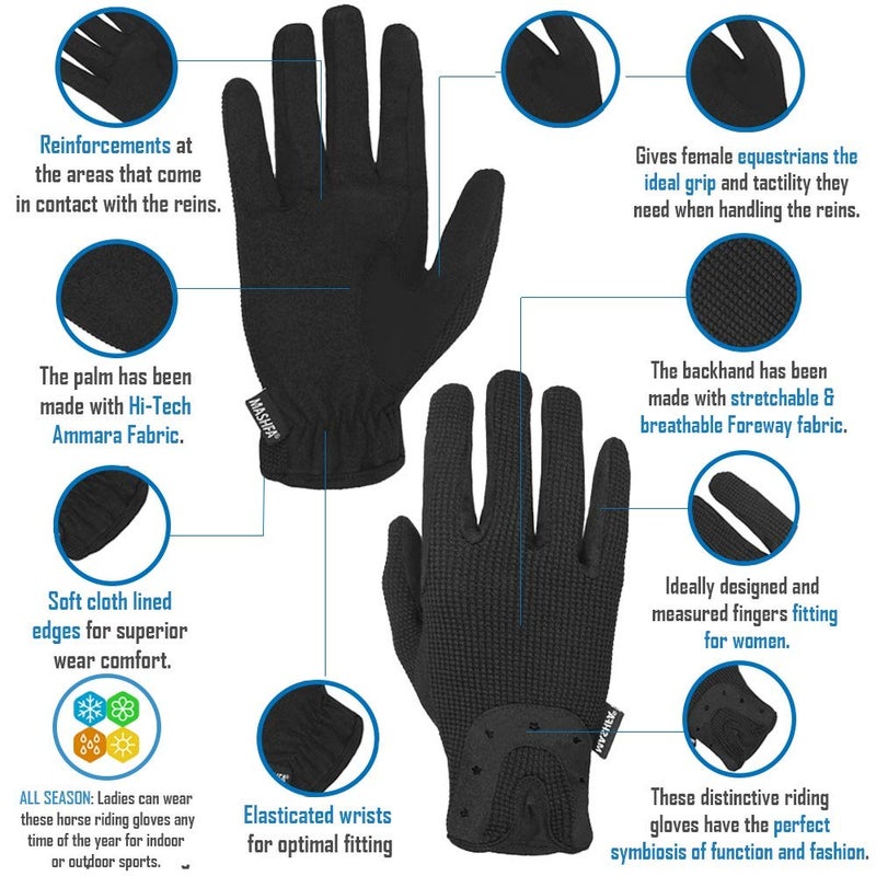 Mashfa Ladies Women Horse Riding Gloves - Image 2