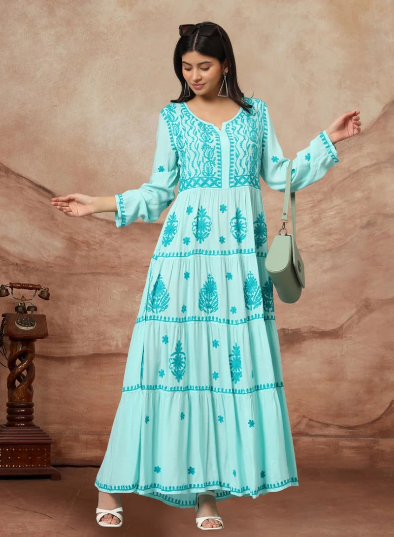 Alaya Hand Embroidered Lucknowi Chikankari  Rayon Jalabiya-AL3935