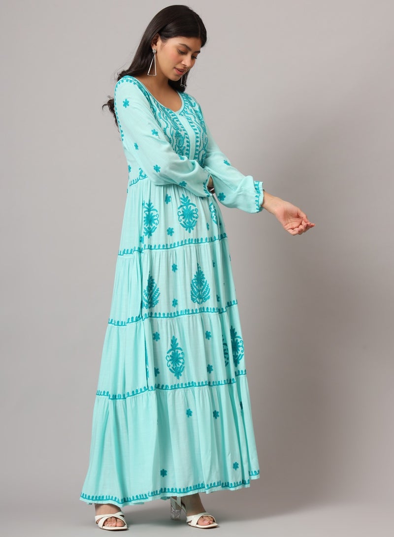 Alaya Hand Embroidered Lucknowi Chikankari  Rayon Jalabiya-AL3935 - Image 4