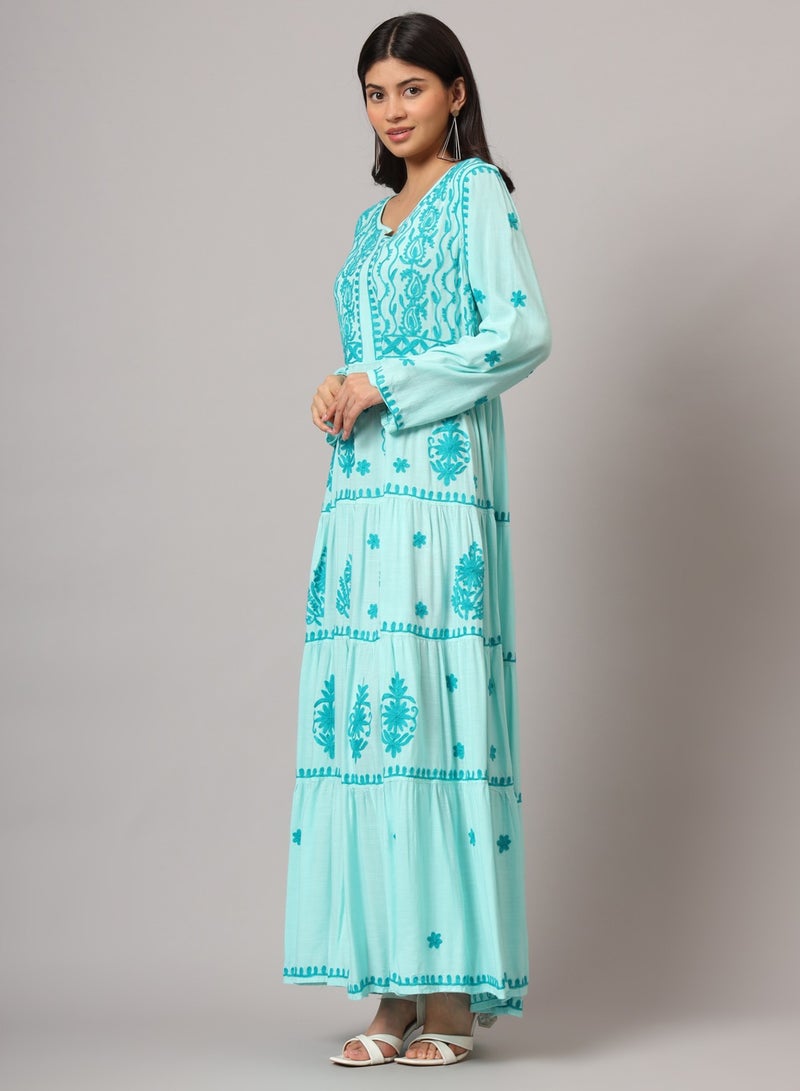 Alaya Hand Embroidered Lucknowi Chikankari  Rayon Jalabiya-AL3935 - Image 3