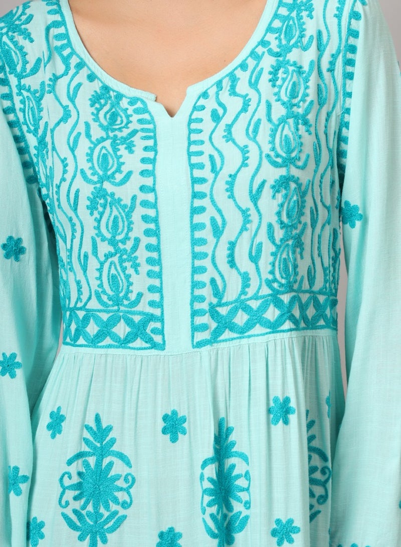 Alaya Hand Embroidered Lucknowi Chikankari  Rayon Jalabiya-AL3935 - Image 5