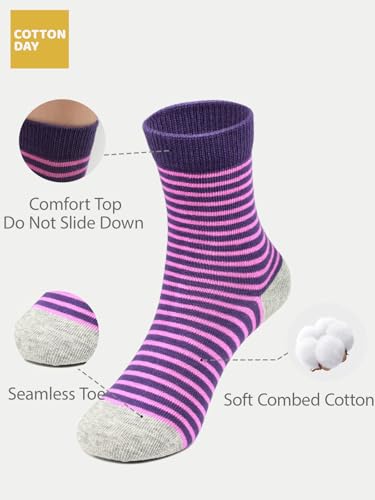 COTTON DAY 7 Days of the Week Gift Box Kids Girls Short Socks Striped Design 8-10 years Size L (10) - Image 4