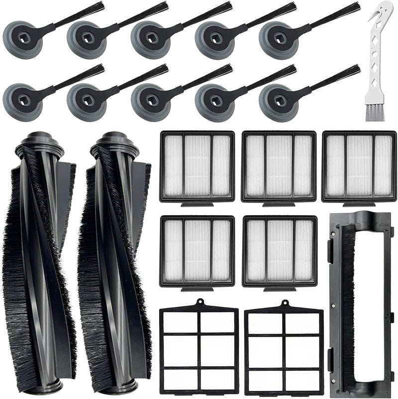 Tivcroxs 20 Pack Replacement Parts for Shark ION R85 RV850 S86 S87 S88 R71 R72 R75 RV761 RV771 RV871 AV751 AV752 AV753 Robot, 2Main Brush&5Filters&10Side Brushes&2Pre-Filter&1Brush Protect Guard - Image 1