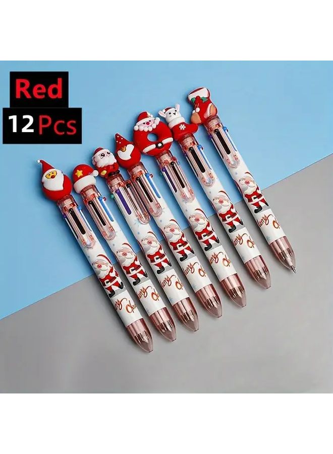 12 Piece Set Blue Christmas Ball Pens Smooth Writing Cute Cartoon Holiday Party Gifts - Image 2