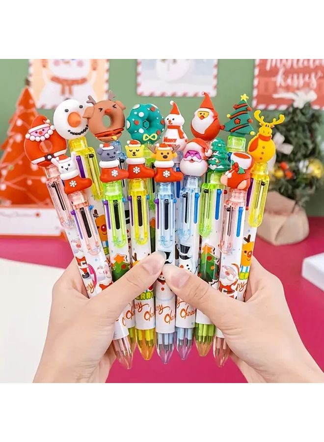 12 Piece Set Blue Christmas Ball Pens Smooth Writing Cute Cartoon Holiday Party Gifts - Image 4