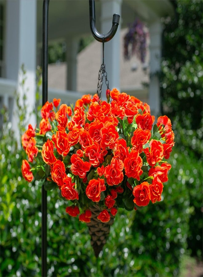 Ivydale Artificial Faux Fall Flowers Plants for Outdoor Outside, Fake Silk Orange Camellia UV Resistant Look Real for Autumn Planter Porch Patio Balcony Garden Yard Decoration, 3 Bundles - Image 3