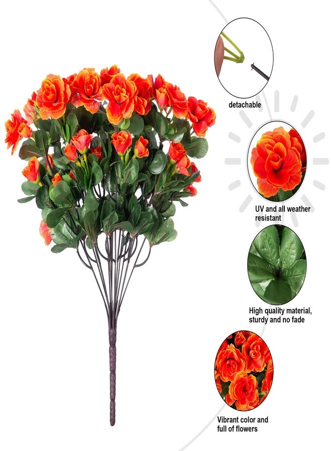 Ivydale Artificial Faux Fall Flowers Plants for Outdoor Outside, Fake Silk Orange Camellia UV Resistant Look Real for Autumn Planter Porch Patio Balcony Garden Yard Decoration, 3 Bundles - Image 5