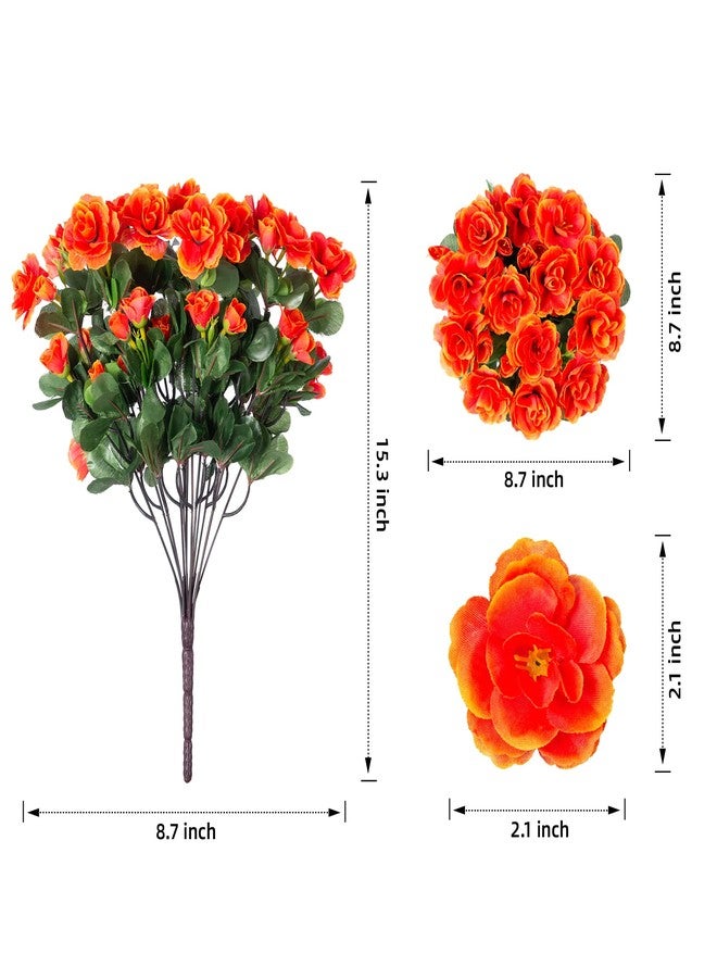 Ivydale Artificial Faux Fall Flowers Plants for Outdoor Outside, Fake Silk Orange Camellia UV Resistant Look Real for Autumn Planter Porch Patio Balcony Garden Yard Decoration, 3 Bundles - Image 4