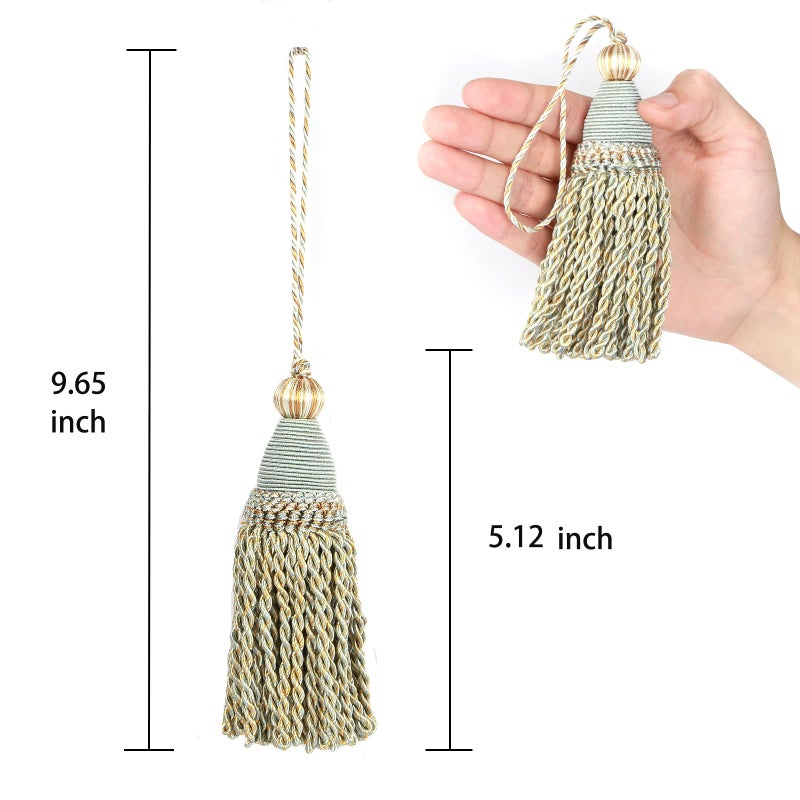 HedongHexi 2 Pack Braided Tassel 24cm/9 Inch Key With Loops, Handmade Twisted Craft, DIY Accessories for Home Decoration - Image 2
