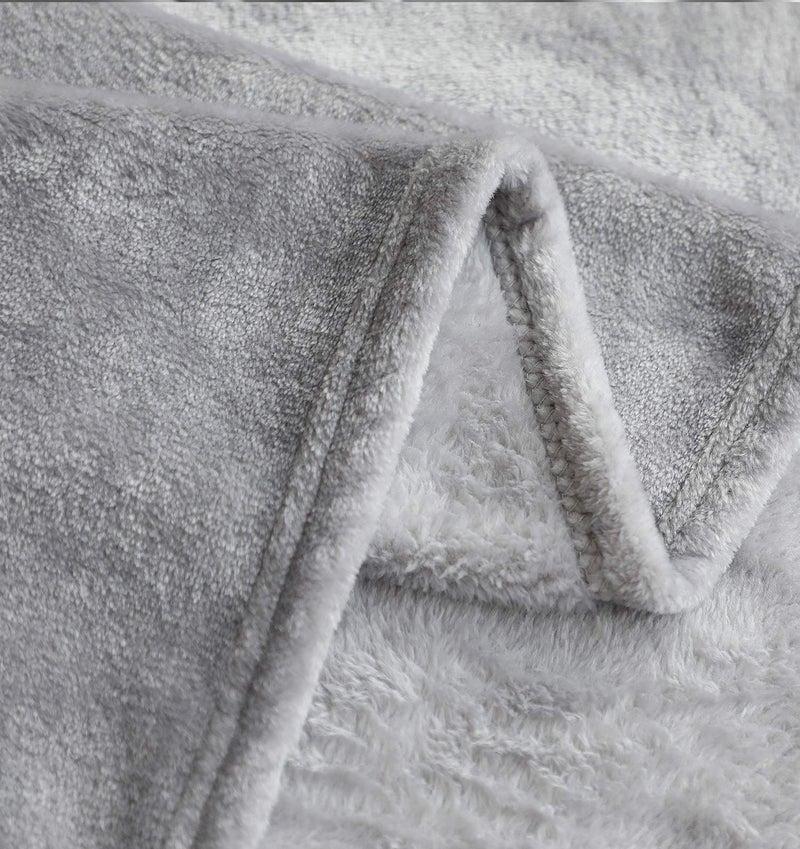 TASTHROW Large Flannel Fleece Throw Blanket, 50Ã—70 Inch - Cozy Lightweight Thick Blanket - All Seasons Suitable for Women, Men and Kids (Light Grey) - Image 5