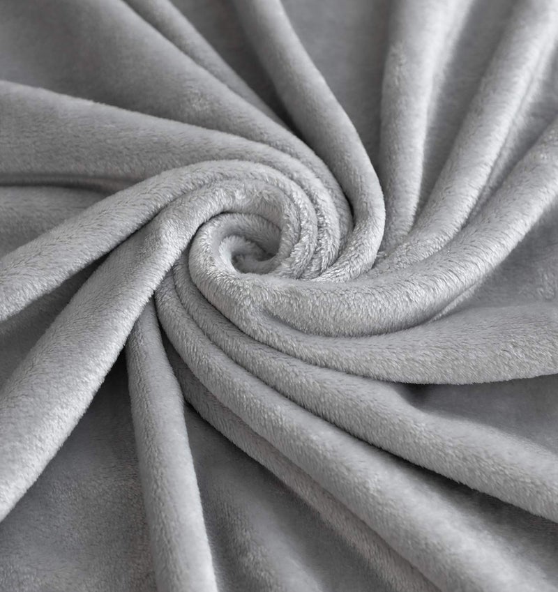 TASTHROW Large Flannel Fleece Throw Blanket, 50Ã—70 Inch - Cozy Lightweight Thick Blanket - All Seasons Suitable for Women, Men and Kids (Light Grey) - Image 4