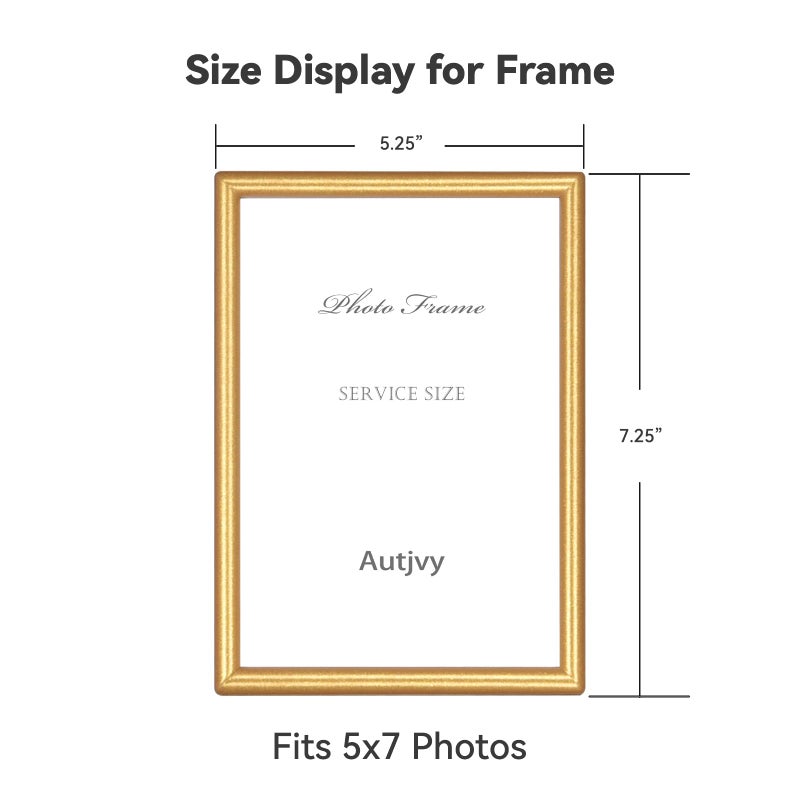 Autjvy 5x7 Picture Frame Matte Gold Modern Simple Thin Aluminum Metal Photo Frame with HD Real Glass  Display for Tabletop and Wall Collage. (2 Pack) - Image 2