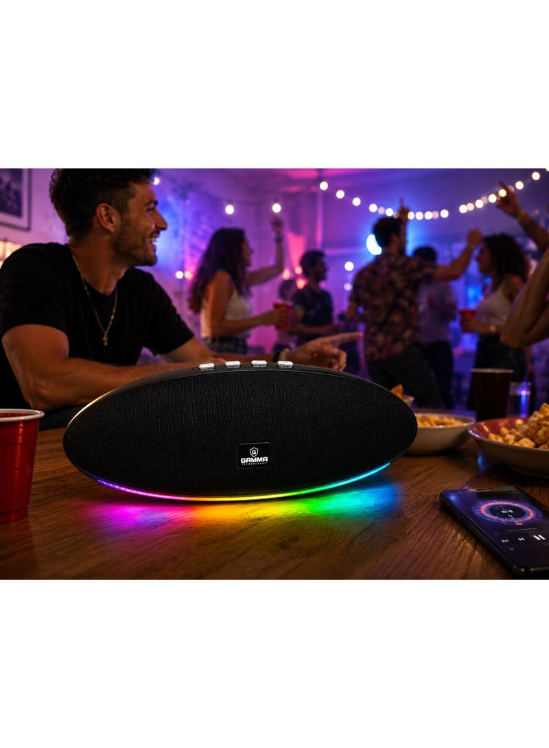 Gamma GT-710 Portable Wireless Speaker – Powerful Stereo Sound with Dual 5W Speakers, Dynamic RGB Lighting Effects, Bluetooth Wireless Audio Streaming, USB, TF Card,Playback Support, Built-in 1800mAh Rechargeable Battery, Up to 3 Hours Playtime, Durable ABS Construction, Convenient Carry Handle, Ideal for Home, Travel, Outdoor Parties & Everyday Entertainment – Black - Image 3